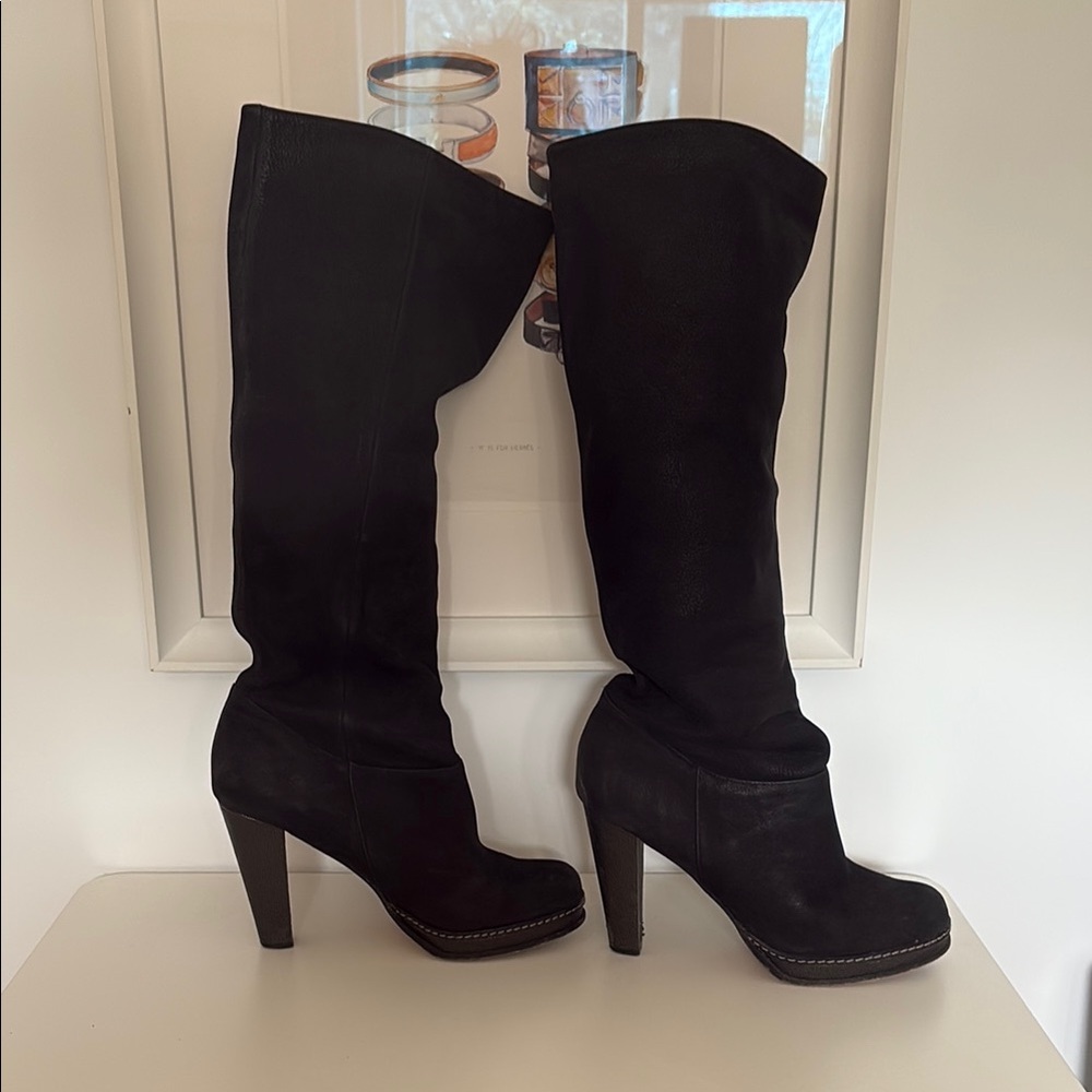Cole Haan Black Suede Over-the-Knee High Heel Boots